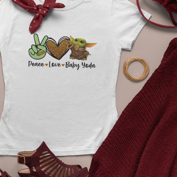 Peace Love Baby Yoda Tee - Picture 5 of 5